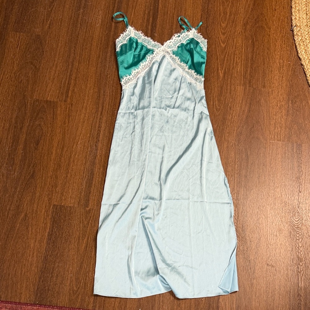 12th Tribe Teal and Light Blue Midi Dress